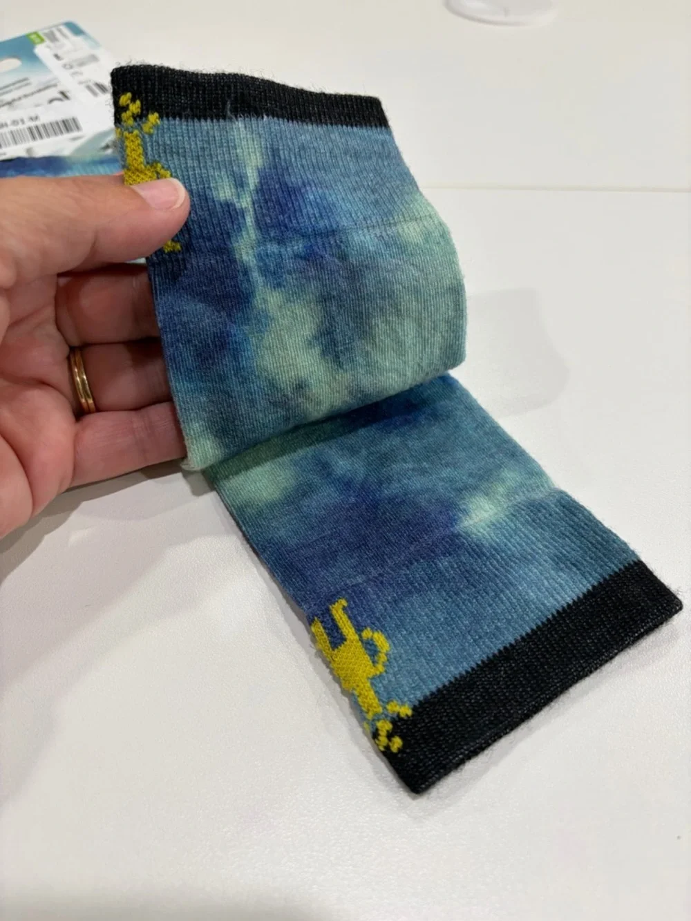 SmartWool Boys Girls Kids Medium Tie Dye Print Zero Cushion Ski Socks Blue NWT
